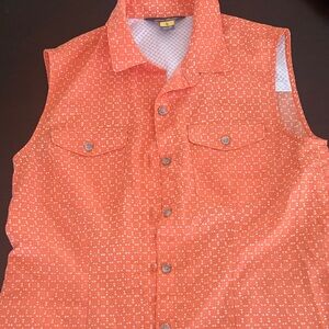 Eddie Bauer Orange Polka Dot Sleeveless Top
